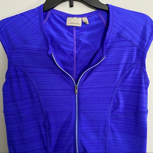 Royal Blue Athleta Zippered Short Sleeve Shirt - Picture 2 of 5